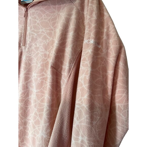 Columbia Women's Large Light Peach/Pale Pink 1/4 Zip Pullover Pattern Front Long - Picture 7 of 8
